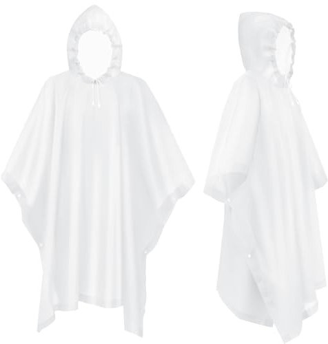 Flintronic 2PC Poncho de Pluie Adulte, Imperméable Matériau EVA, Unisexe Réutilisable, Anti Pluie à Capuche pour Camping, Randonnée, Vélo, Pêche, Voyage