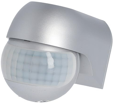 Unitec Infrarot-Bewegungsmelder mit 180° Sensor für Innen und Außen, IP44, mit neigbarem Kopf, 12m Reichweite, Aufputz, 5 verschiedene Modi, silber, 2000 W