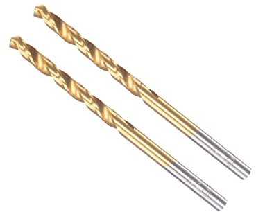 CoCud Torsion Foret Mèches, 3,7 mm Perçage Diamètre, Titane Revêtement Haute Vitesse Acier 6542 Droit Rond Tige - (Applications: pour Inox Acier Alliage Métal), 2-Pièces