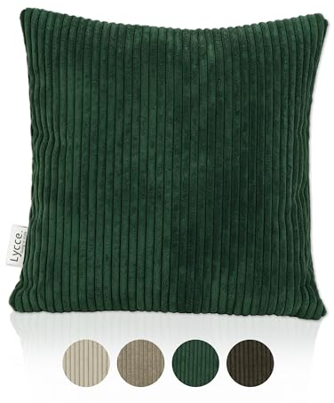 Lycce Cordstoff Kissenbezug 40x40 cm - Grüner, weicher Zierkissenbezug für Sofakissen, Dekokissen, langlebig & pflegeleicht