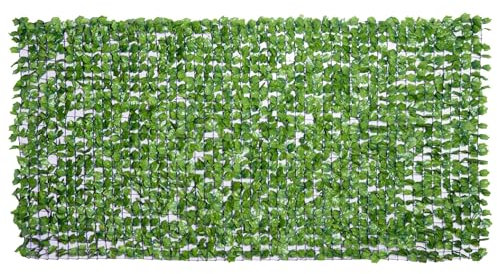 Outsunny Rotolo di Siepe Finta per Balcone e Giardino in PE, Siepe Artificiale con Foglie di Edera Verdi 300x150cm