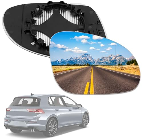 GEARMONSTER Spiegelglas Heizbar, Türspiegelglas Ersatz, Auto-Seitenspiegelglas Links/Rechts Außenspiegel Kompatibel mit VW Golf 5 PASSAT 1K0857521K 1K0857521, 2 Stück