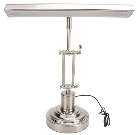 Annadue Retro Klavierlampe, Verstellbare Schreibtischleuchte mit Touch Dimmung, Augenschutz LED, Silber, Brushed