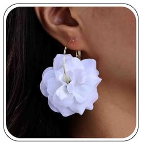 Big Weiße Blume Ohrringe Große Rote Blume Reif Ohrringe Schwarzes Blütenblatt Huggie Gelb Floral Tropfen Lila Rose Baumeln Gold Statement Hochzeit Schmuck Frauen