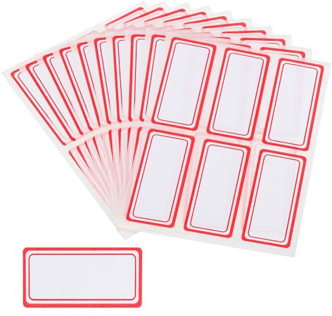 M&G 600 Stück Namensschild-Aufkleber, Namensetiketten-Aufkleber Wasserdichte Klebeetiketten Leer Flasche Kleidung Stoff Ordner Büro Lager, 24x55mm, Rot Weiß