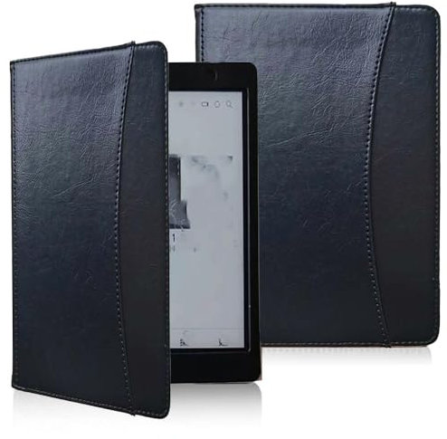 INSOLKIDON Compatibile con Kobo Aura One 7.8 INCH N709 Tablet Custodia protettiva in pelle Cover con Auto Svegliati/Sonno,Cover Protezione in PU Pelle (Black)