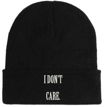 I Don't Care Bestickte Beanie Mütze Wintermütze Schwarz, Schwarz , Einheitsgröße