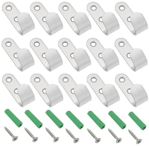 LT Easiyl 20 Sets 2-Loch-Abspannhaken, 49 x 16 mm, Edelstahl, J-Allzweckhaken, fester Haken mit Schrauben, für Boot, Auto, Anhänger, Flachbett, Badezimmer, Silber