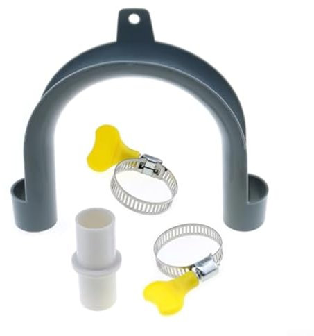 Drain Hose Holder Kit for Washing Machines Including Adjustable Fitting and Reliable Clamp System