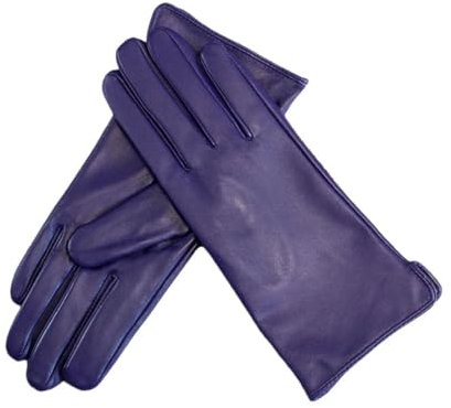 Damen Schaffell Lederhandschuhe Gerader Stil Wollfutter Winter Warm Motorrad Reiten Auto Fahren Fingerhandschuhe Lila 6 12