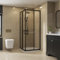 NRG 800 x 800mm Bathroom Square Corner Entry Shower Enclosure with Double Sliding Doors 6mm Safety Glass Black Framed