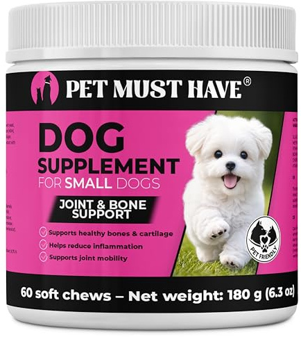 PET MUST HAVE Gelenk- und Knochentabletten für Hunde mit Grünlippmuschel MSM, Glucosamin, Chondroitin 60 Kapseln Hundeleckerli, für kleine Hunde