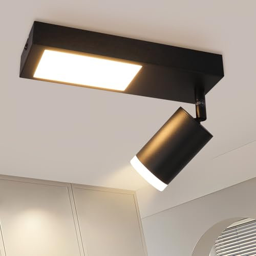 cupgow LED Deckenlampe Schwarz Deckenleuchte - Deckenstrahler 3000k 10W Deckenspot GU10 Flurlampe Modern Wandleuchte Innen für Küche Schlafzimmer Flur