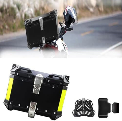 Motorrad-Koffer 45l 55l 65l Motorrad Heckbox Top-Cases Mit Rückenkissen Topcases Für Roller Per Conservare Casco E Bagagli Voluminosi Top Cases Roller(Schwarz,55 L)