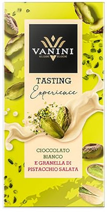 Vanini Pistacchio Tavoletta di Cioccolato Bianco e Granella di Pistacchio Salata, Senza Glutine (Gluten Free) 75g
