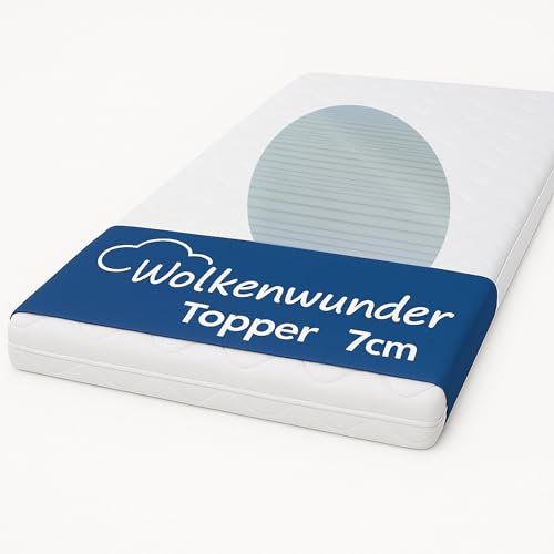 Wolkenwunder Matratzen Topper 90x200 cm extra fest, 7 cm Höhe, 7-Zonen, Matratzenauflage