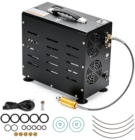 TUXING 4500PSI PCP Air Compressor|800W Dual-Cylinder Filling 2L Scuba Tank | Scuba Tank Compressor | Built-in Fan Cooling System Auto-Stop | Portable for Air Rifle Paintball