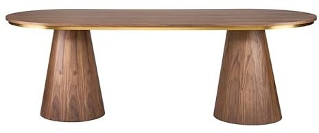 My Furniture Brewster Capsule Table à Manger en Noyer, Forme Ovale en Losange, Détail Brossé – Élégante et Luxueuse – 6-8 Places, Assemblage Minimal Requis