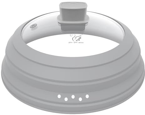 Microwave Splatter Cover Glass Cover Guard Lid with Collapsible Silicone for Food Pot Plate Cover 10.8 inch Light Grey