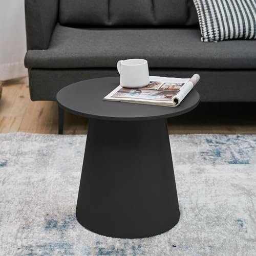 [en.casa] Tavolino da caffè Tavolo Basso con Base a Cono Troncato e Piano Rotondo Tavolino Laterale da Divano 40 x Ø44 cm Nero