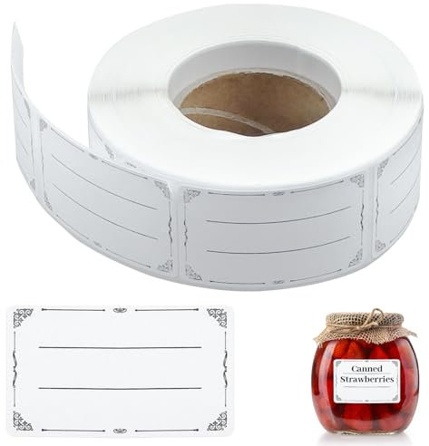 WEXFFU 600 Stück Etikettenrolle Etiketten Selbstklebend, 30 x 50 mm Stickerpapier Gefrieretiketten zum Beschriften, Klebeetiketten zum Beschriften für Gläser, Marmelade, Flaschen, Tüten Aufkleber