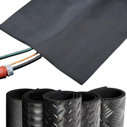 Etm - Kabelschutzmatte 3 mm, Kabelmatte, Kabelschutzmatte Outdoor kabelmatten Gummi (Feinriefenmatte 60cm, 1,2 Meter)