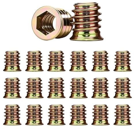 20-Piece M5 x 10mm Threaded Insert Nuts for Wood - Hex Drive Installation, Zinc Plated Carbon Steel