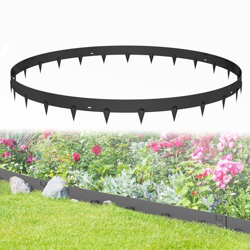 UISEBRT Rasenkante Metall 16 cm Hoch,Rostbeständige Beeteinfassung 5er-Set,Verzinkte Beetumrandung,Flexible Beetbegrenzung für Blumenbeete,Hofwege,Schwarz