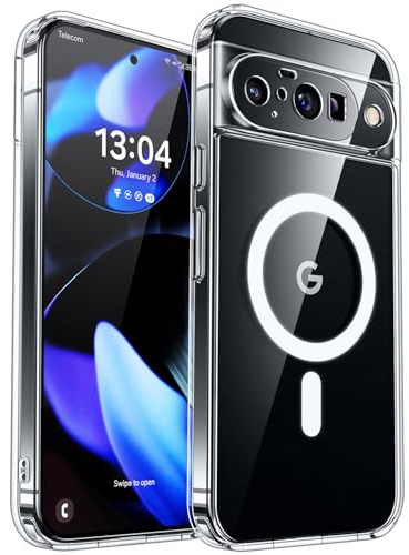 CANSHN Funda Magnética para Google Pixel 10(6.3 Pulgadas) con Airbag, [Protección Total de La Cámara] Carcasa Protectora Antigolpes,Transparente
