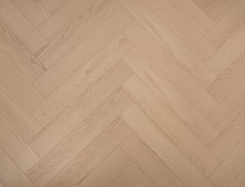 Laminate Flooring Durable 8mm Thick Herringbone – Modern Wood Effects, Easy Click Fit, Water-Resistant Laminate – Ideal for Living, Bedroom & Hallway Floors - 1.92m² Coverage Per Pack (Natural Oak)