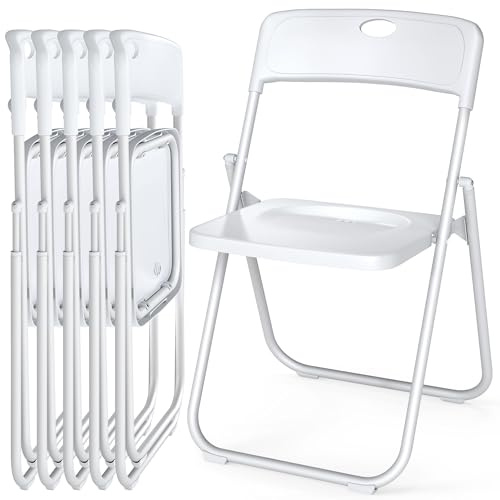 Asdsed Klappstuhl 4er Set, Klappstühle bis 159kg aus Metall & PVC, Wasserdicht als Campingstuhl Gartenstuhl, Stabil Klappsessel für Küche, Esszimmer, Innen- und Außen (Weiß)