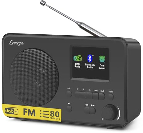 LEMEGA DR3-Max DAB Radio,Bluetooth,Alarm,2.4in Display,80 Presets,Black