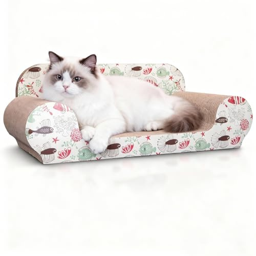 Nobleza - Rascador para Gatos, Cartón Ondulado Resistente, Doble Cara, Reciclable con Hierba Gatera, 54*26*20cm, Sofá Rascador para Gatos de Interior