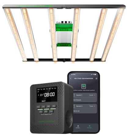 MARS HYDRO FC-E4800 LED Grow Lampe für 120X120cm Vollspektrum Grow Light 480Watt Pflanzenlampe und ITime 2-in-1 zeitschaltuhr digital Doppelsteckdose