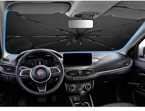 SHAOHAO Compatibile con FIAT tipo Cross 2016-2026 Parasole per auto Parasole per parabrezza Facile da riporre Maniglia con cordino Protezione UV FIAT tipo Cross parasole