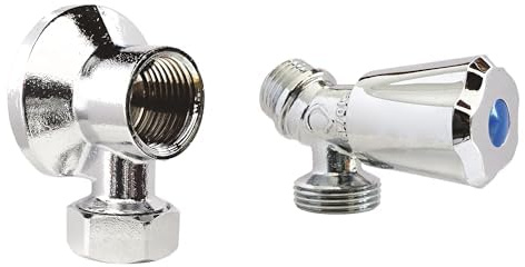 Bundle SOMATHERM FOR YOU - Applique murale pour robinet de machine à laver avec écrou collet battu Ø12mm et robinet standard à clapet, laiton chromé, installation facile, norme ACS