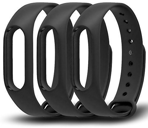 Awinner - Bracelet de rechange pour traqueur d'activité Xiaomi Mi Band 2 (traqueur d'activité non inclus) - Coloré - Étanche, 3-Noir