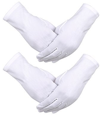 2 Paires Gants de Coton en Nylon Blanc Gants Uniformes Gants de Smoking Gants de Police Formels Gant de Parade