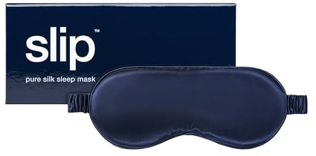 Slip Silk Sleep Mask Navy Blue - 100% Pure Mulberry 22 Momme Slipsilk Eye Mask - Comfortable Sleeping Mask with Elastic Band + Pure Silk Filler and Internal Liner - One Size | 100% Mulberry Silk | Light-Blocking Design | Elastic Strap