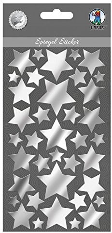 Ursus 75080005 - Spiegel Sticker, Sterne, aus Acrylglas, selbstklebend, in verschiedenen Größen, ideal geeignet für Scrapbooking, Kartengestaltung und zur Dekoration