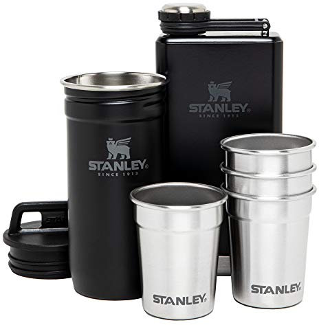 STANLEY Ensemble Verre à Shot + flasque Adventure Pre-Party Liqueur Unisexe, Noir Mat, 236,5 ML
