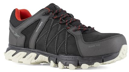 Reebok — wasserdichte Schuhe aus schwarzem und rotem Leder mit niedriger Sicherheitsstufe und Trail Grip S3 SRC 41 Aluminiumkappe — Schwarz/Rot