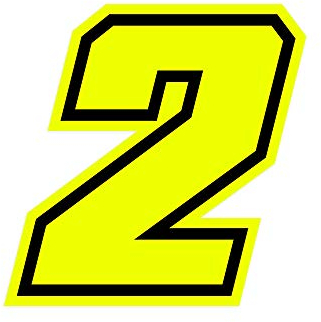 4R Quattroerre.it 13382 Numero Racing 2 Moto GP, Giallo Fluo, 10 x 10 cm