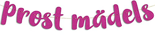 Lustige Girlande, Glitzerbanner Prost Mädels, Lustiges Partyzubehör Junggesellinnenabschied, Bachelorette-Party Pink