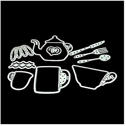 Uteruik Metal Cutting Dies Teacup Tableware Embossing Stencils Template for Card Making Scrapbooking Album DIY Crafts Decoration
