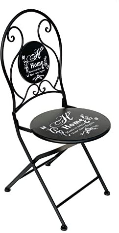 DanDiBo Gartenstuhl Metall Schwarz 96130 Metallstuhl Stuhl Home Garten Vintage Eisen Modern Eisenstuhl Retro