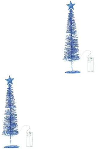 Uonlytech 2 STK Leuchtender Weihnachtsbaum Künstlicher Weihnachtsbaum Für Zu Hause Led-Spiral-Weihnachtsbaum Weihnachtliche Tischdekoration Holzdekor Gefälschte Kiefer Metall Schmiedeeisen
