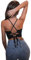 GORGLITTER Damen Bauchfreies Top Crop Trägertop Spaghettiträger Camisole mit Criss-Cross Schwarz S