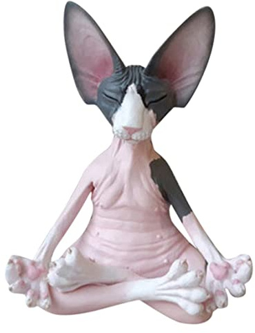 Katze Statue Katze Gartenzwerg Statue Meditation Sphynx Katze Statue Katzen Skulpturen Für Home Office Decor Katze GNOME Statue Meditation Sphynx Katze Statue Yoga Pose Katze Statue