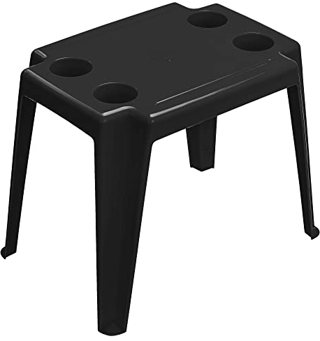 botle Mesa de jardín, mesa de playa, de grafito, de plástico, acogedora, ligera, con agujero para sombrilla de hasta 35 mm, dimensiones 40 x 59 cm, altura 45 cm, mesa de pícnic, juego de ajedrez,